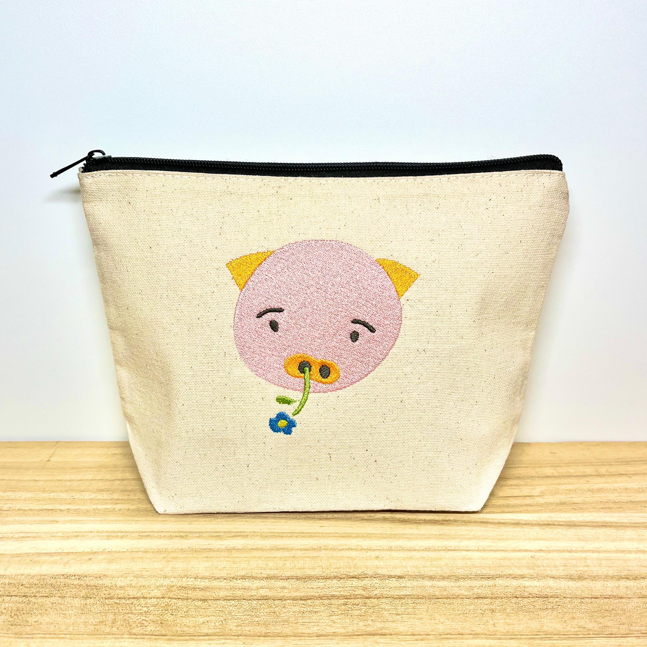 【旧タイプSALE】ポイトコセのポーチ大《ぶたはな》1枚目の画像
