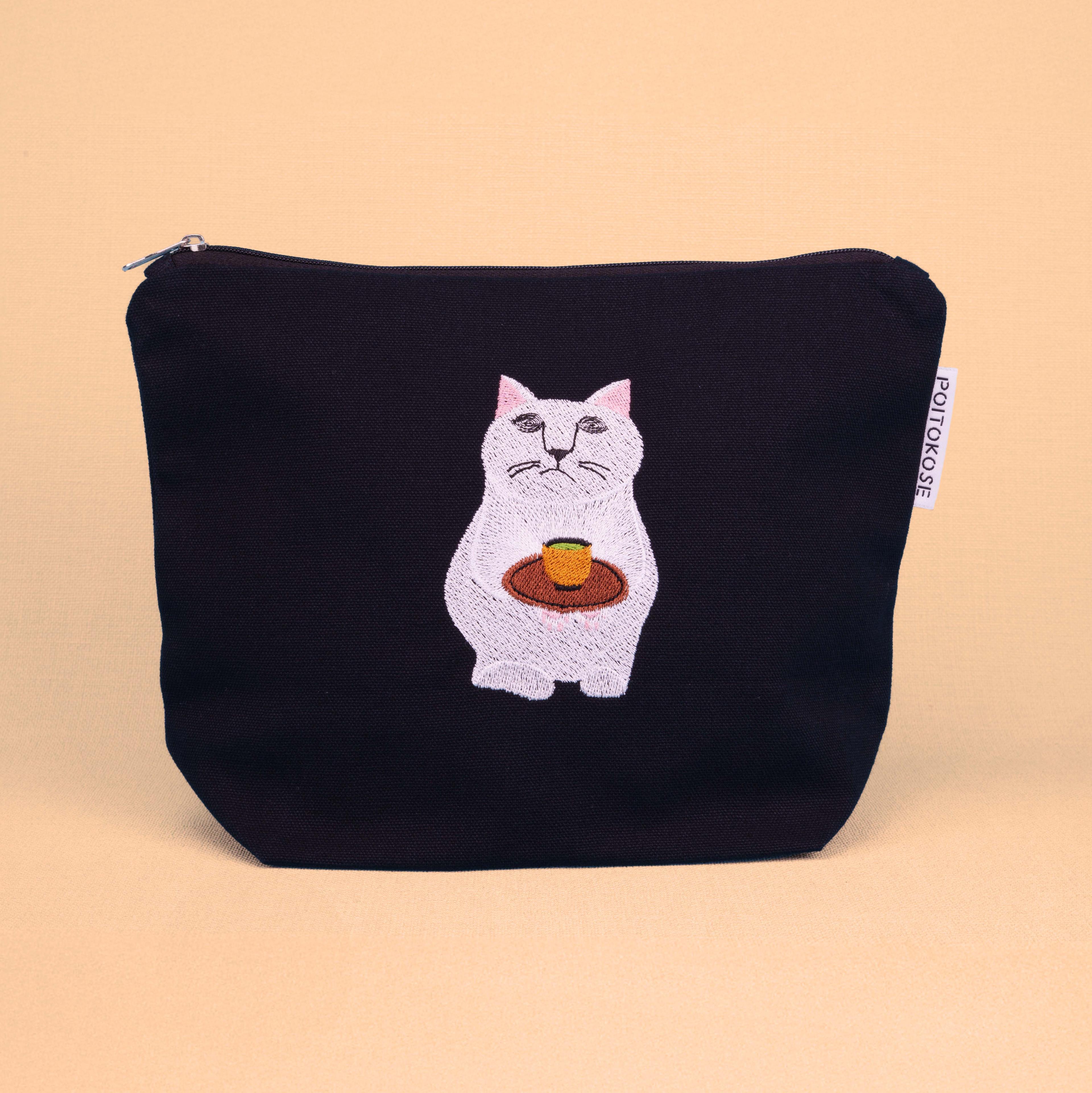 ポーチ大 お茶くみ猫1枚目の画像